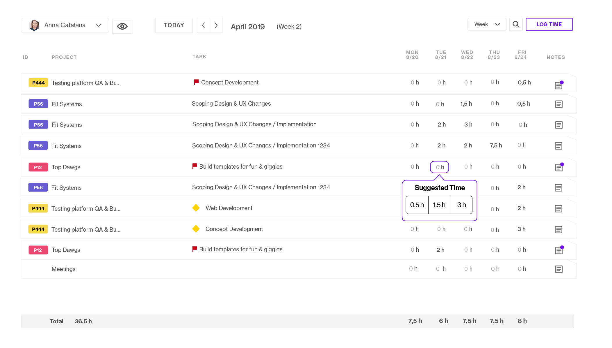 Forecast.app - Register time with ease. Based on the tasks you've been working on and are assigned to, the AI-based suggestions help you register time with ease.