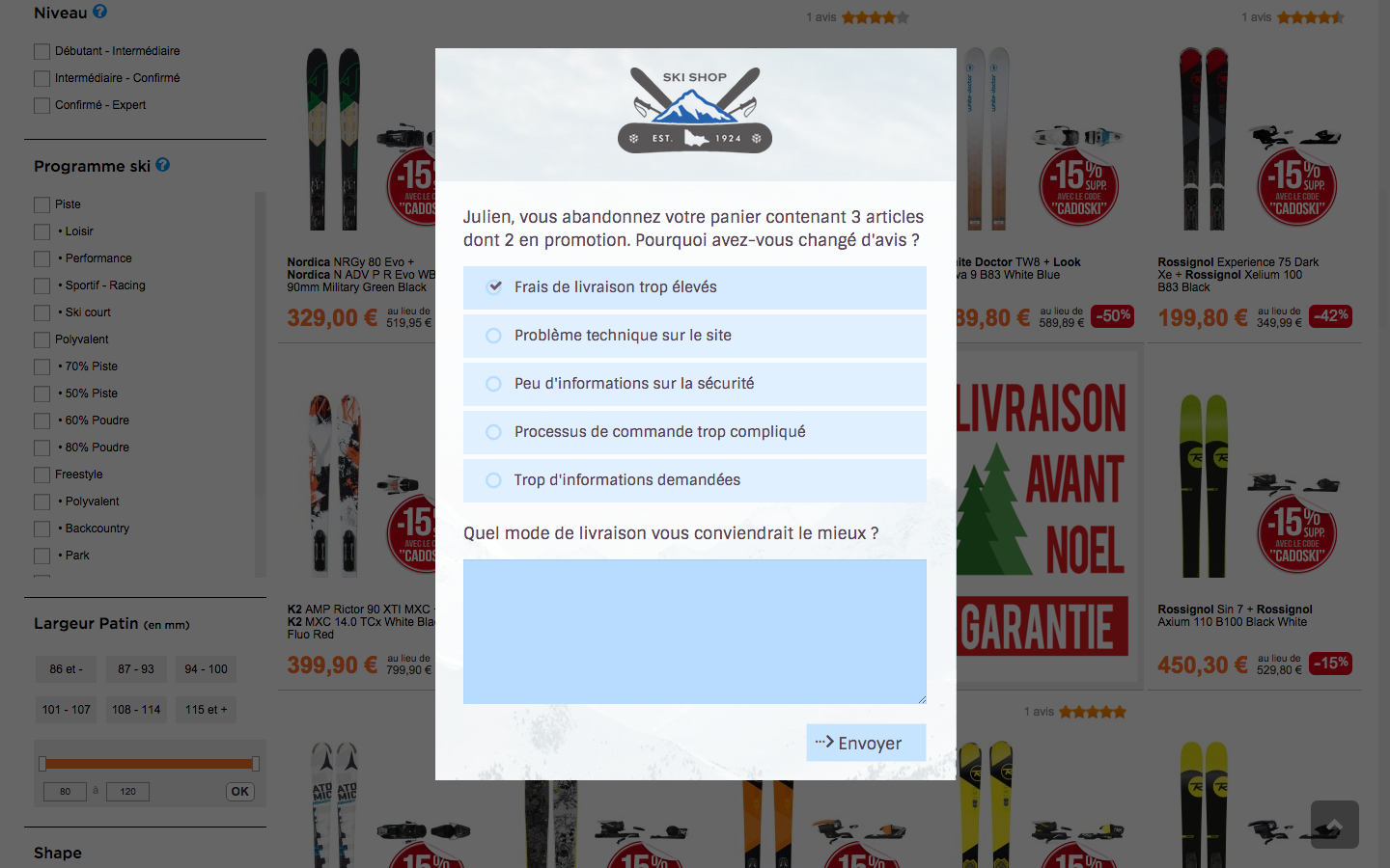 MyFeelBack - cart Questionario di abbandono