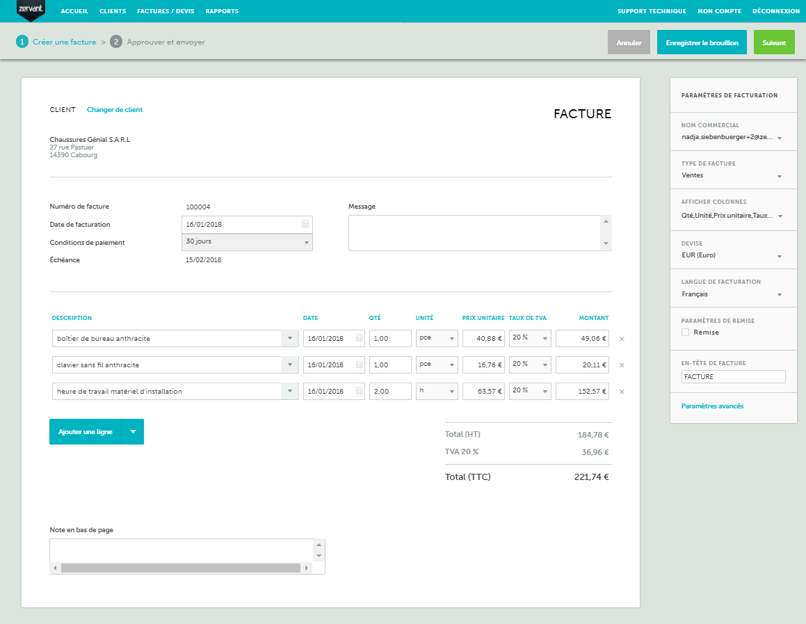 Zervant - Zervant: European and international invoices, product galleries, not subject to VAT