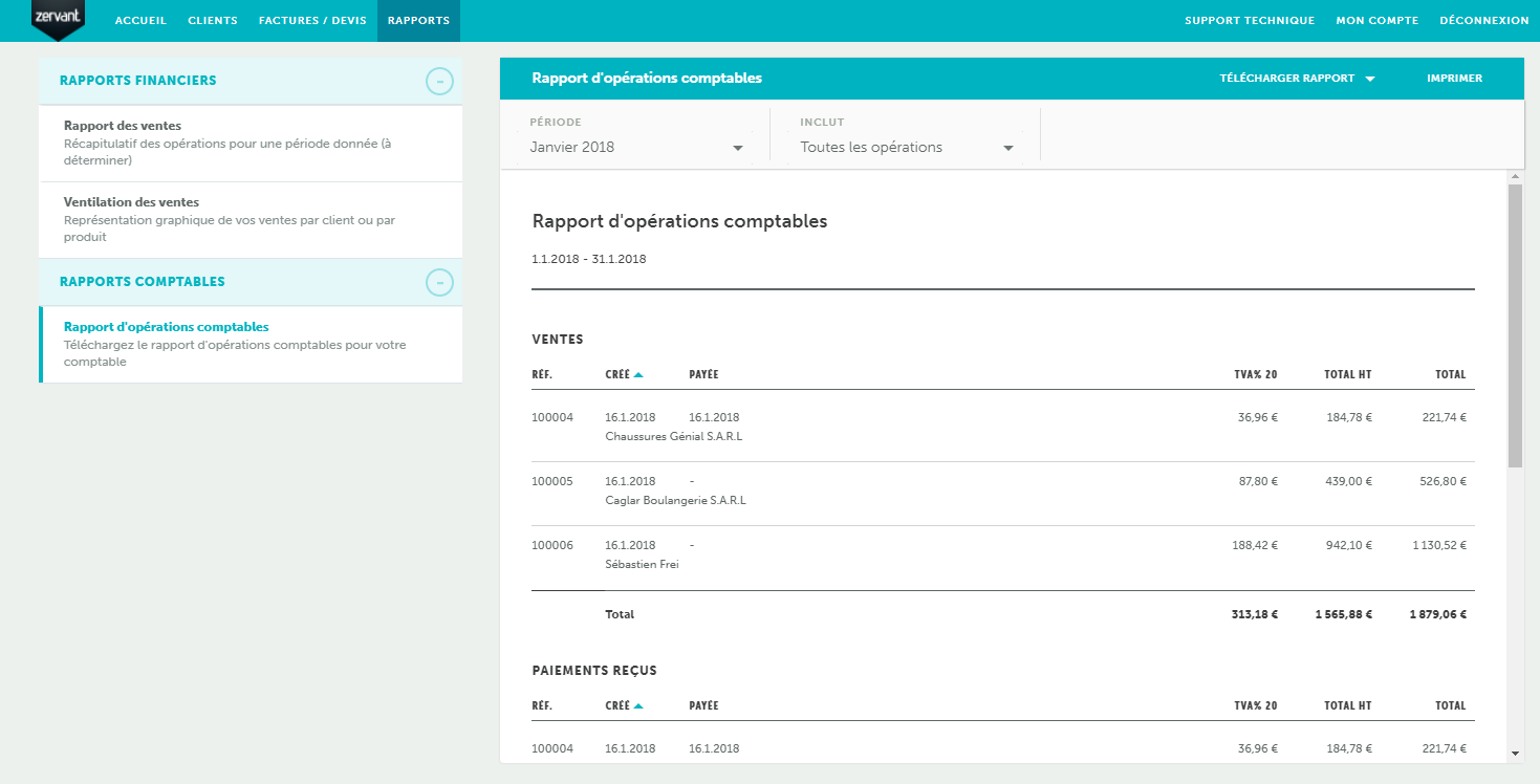 Zervant - Zervant: Sending invoices by email, income statement