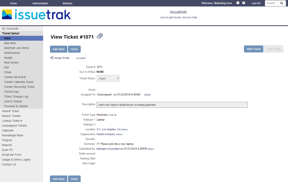 Issuetrak - Issuetrak de pantalla-4