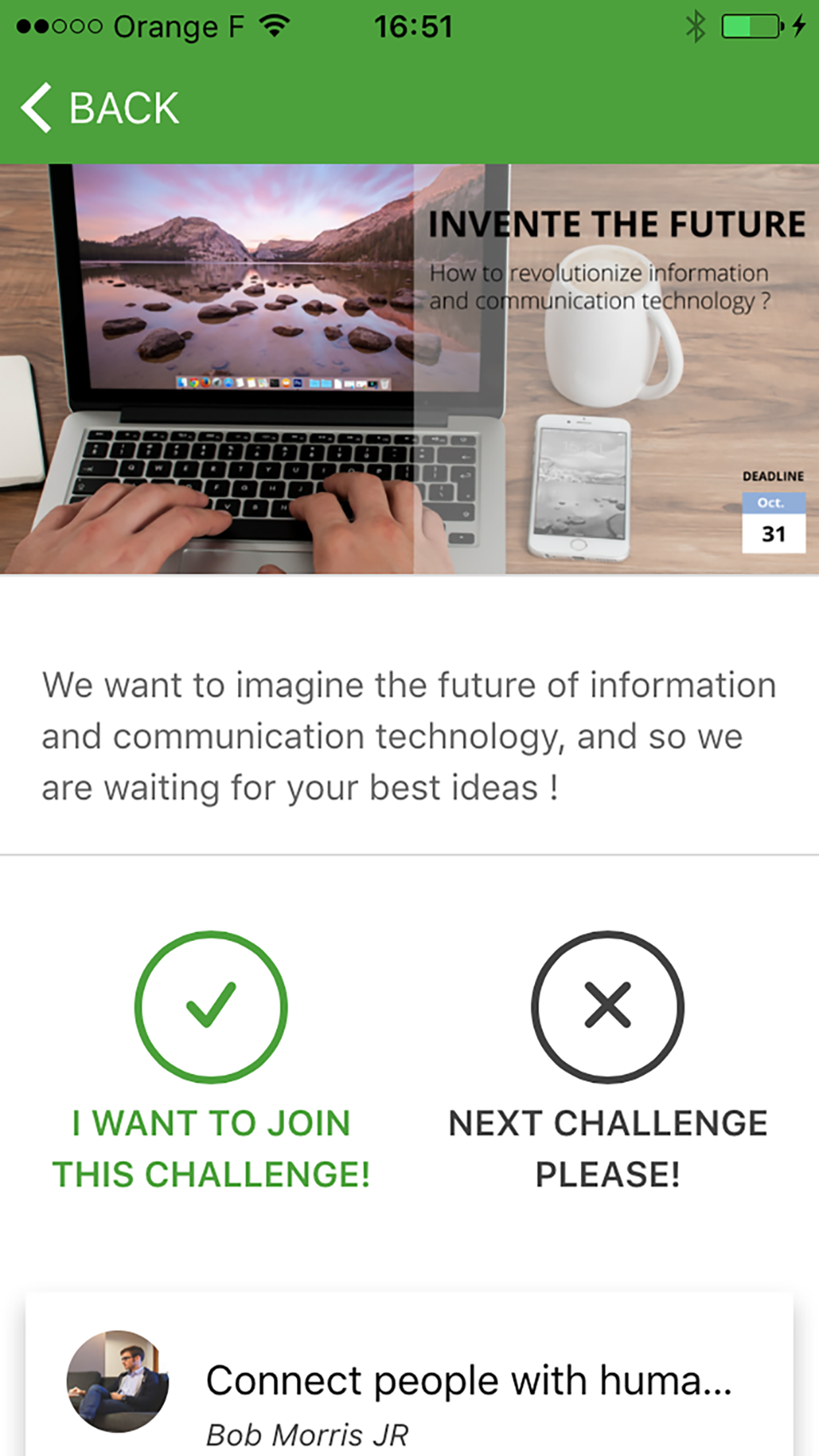 SeeMy Social Ideation - Rejoindre un challenge (mobile)