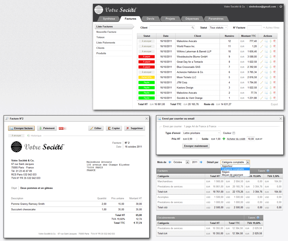 eSlip - eSlip: Contabilización de exportación, Webmail (gestión del correo electrónico), aplicaciones móviles