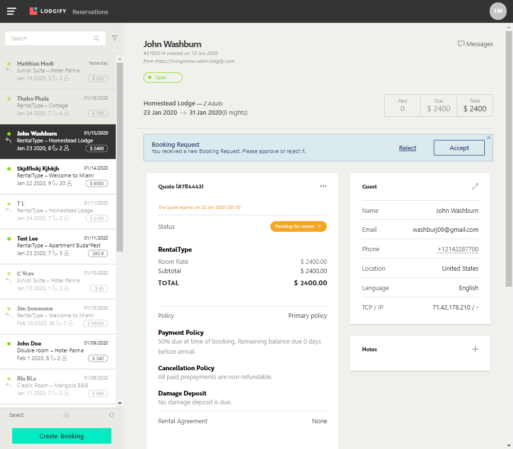 Lodgify - Sistema de reservas