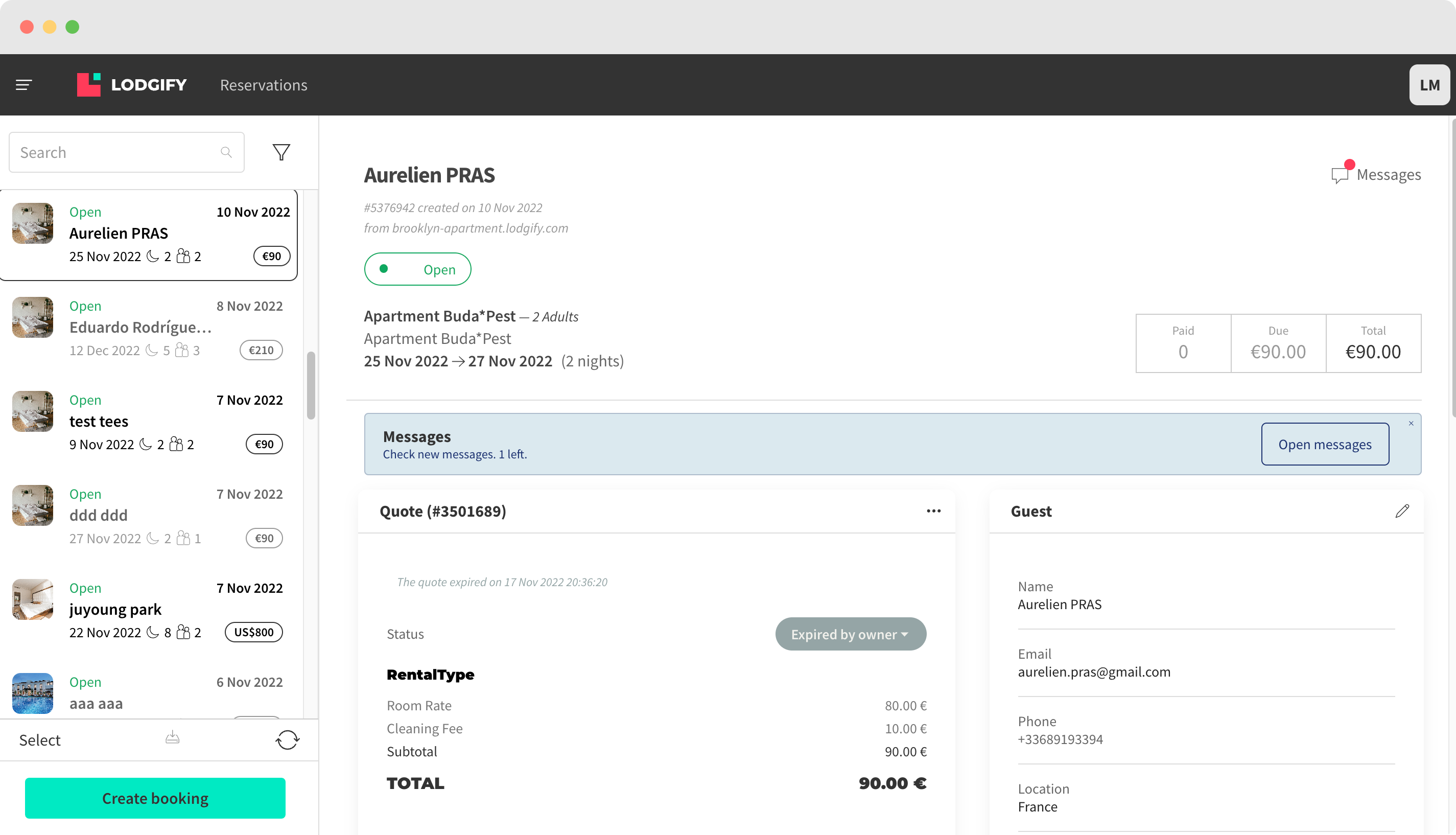 Lodgify - Os detalhes das suas reservas num só lugar