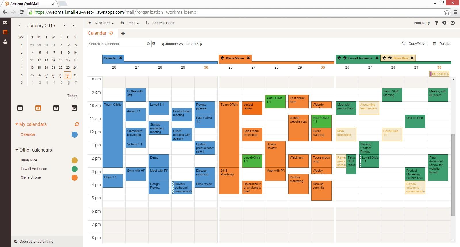 Amazon WorkMail - Amazon Workmail: Event planning, geographic redundancy of data, Contact Manager