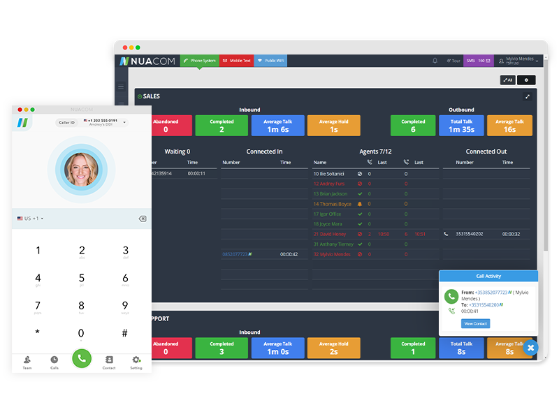 NUACOM - View all of your live calls Wallboard in your User Portal and quickly make calls from the NUACOM desktop app.