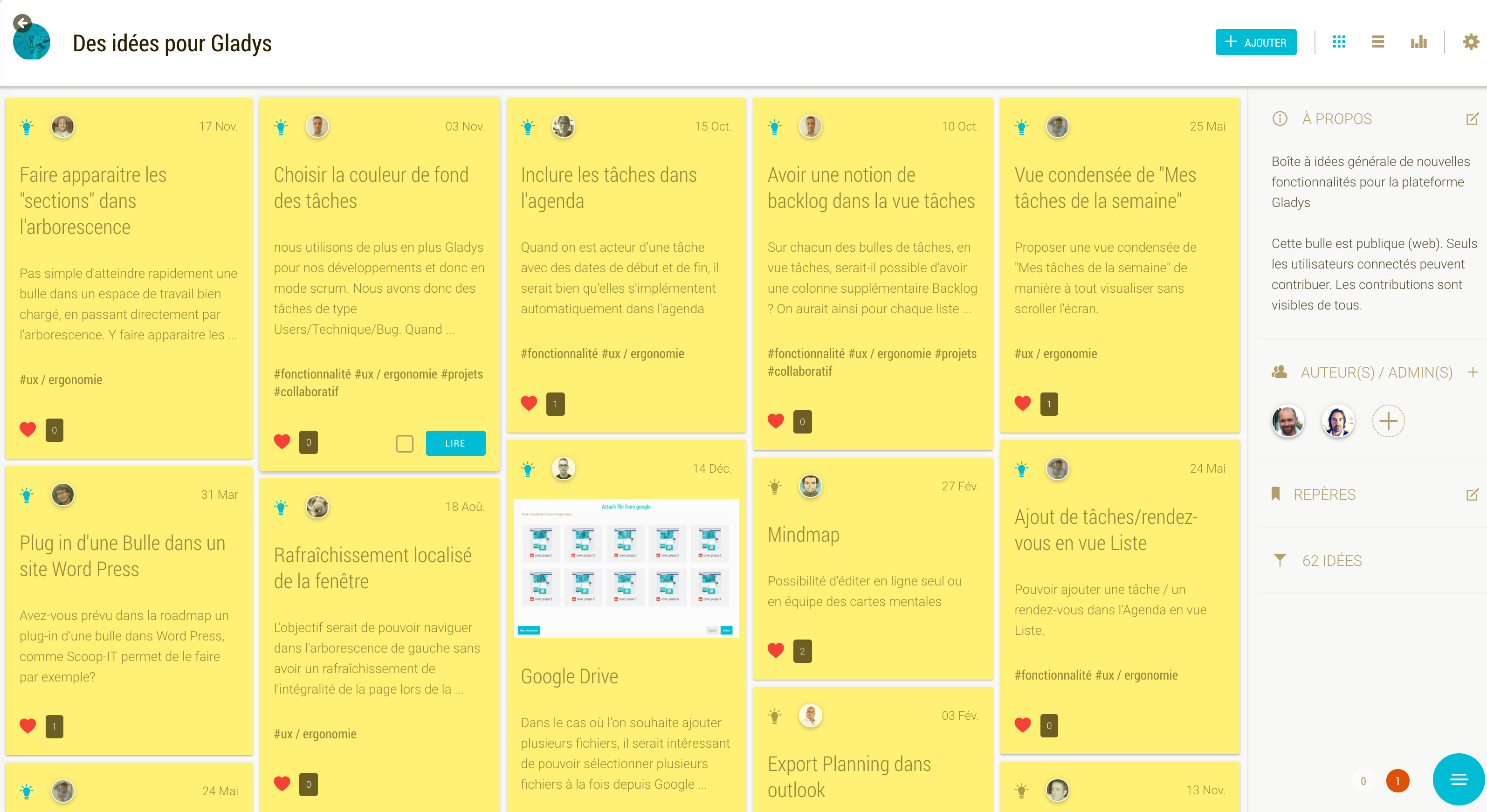 Gladys - Gladys: Synthese von Ideen in Form von Post-it