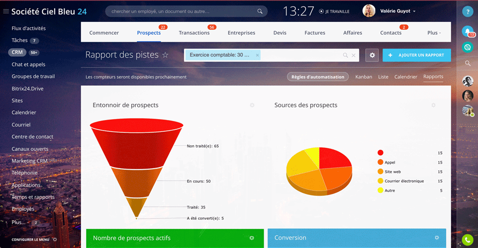 Bitrix24 - Tableau de bord CRM