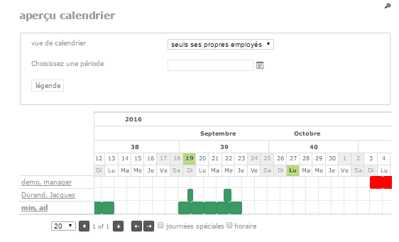 Leavedays - Overview holidays calendar