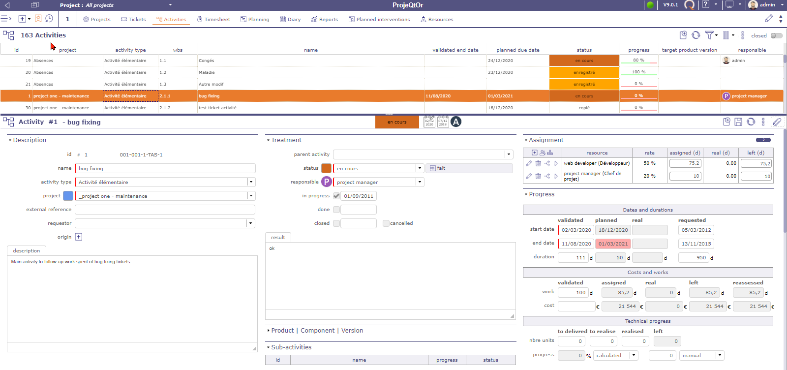 ProjeQtOr - Activity
All information about an activity of the project