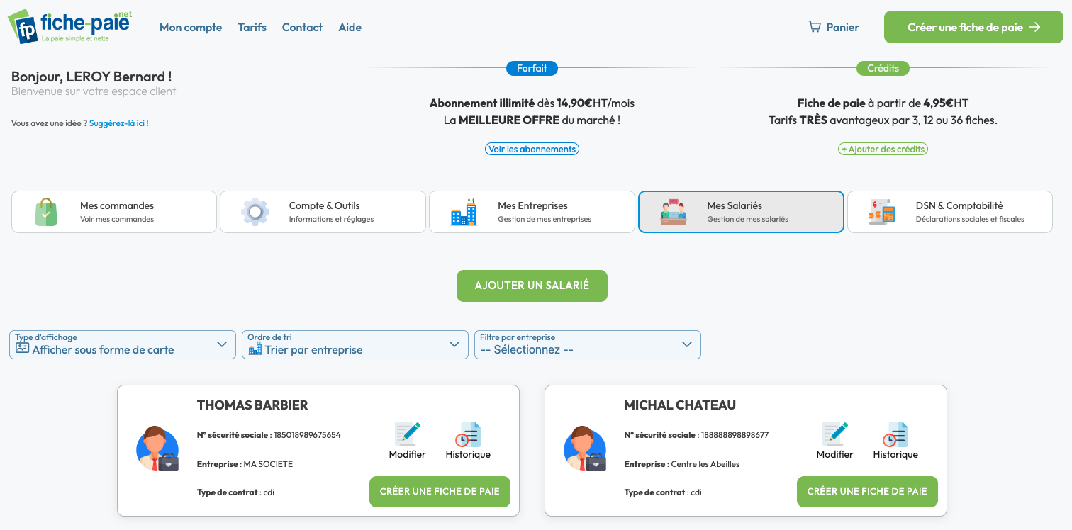 Fiche-Paie.net | Logiciel paie - Gestion des salariés (vous pouvez en ajouter autant que nécessaire)