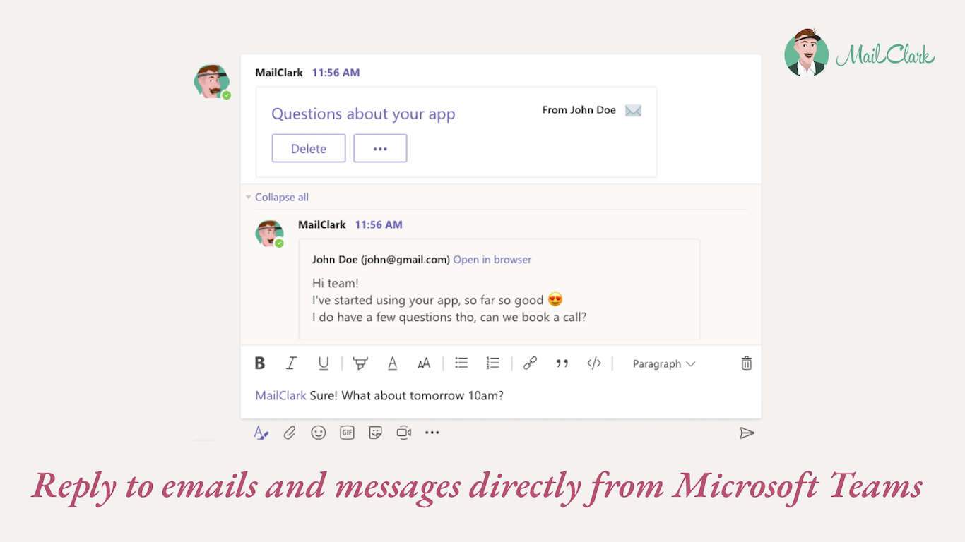 MailClark for Slack & MS Teams - MailClark for Microsoft Teams