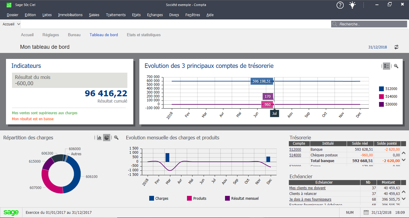 Sage 50 - Sage 50cloud Ciel-dashbord compta