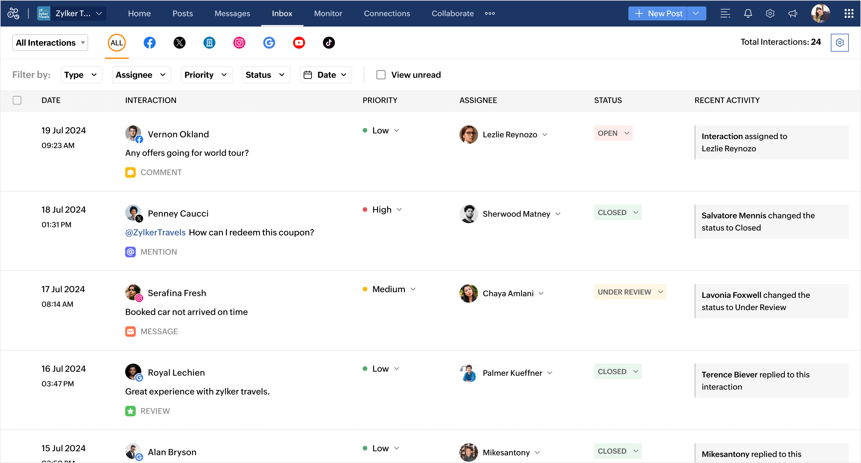 Zoho Social - Manage all your social media conversations in one place