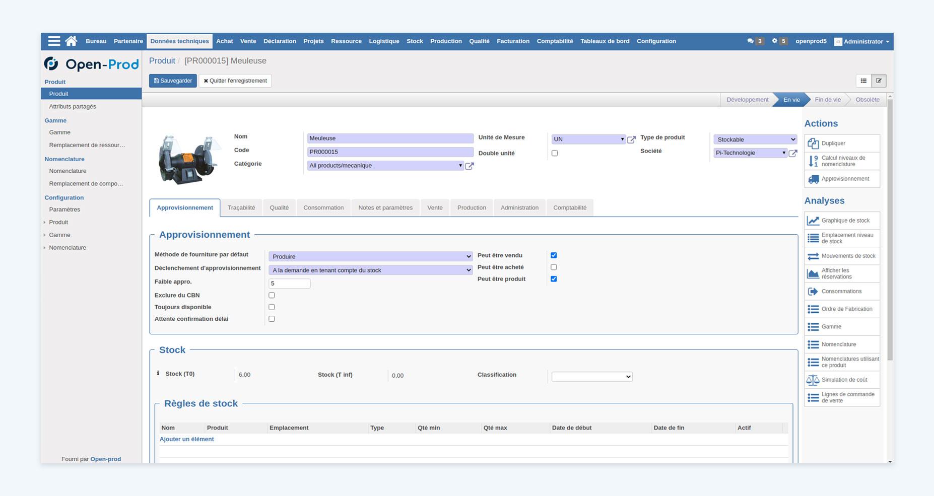 ERP Open-Prod - Capture d'écran 1