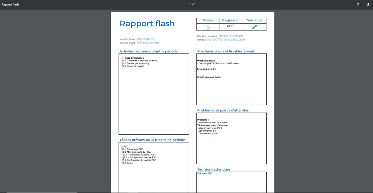 Gouti - Monitoring report prefilled in one clic, editable and exportable.