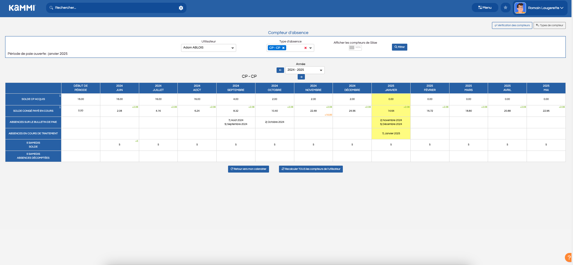 KAMMI Congés et Absences - Compteur d'absence