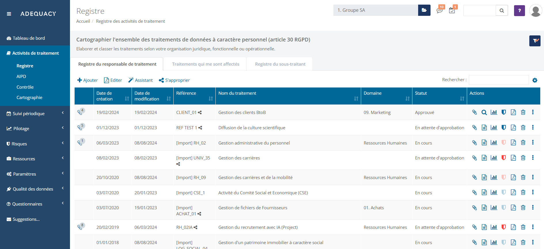 Adequacy - Registre - Logiciel RGPD Adequacy