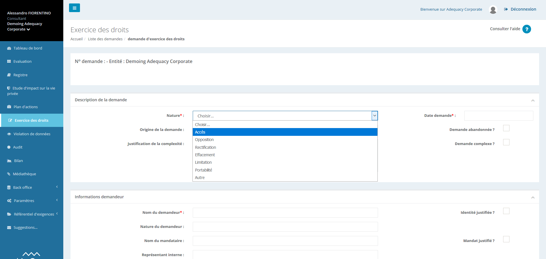 Adequacy - Gestion des demandes d'exercice des droits