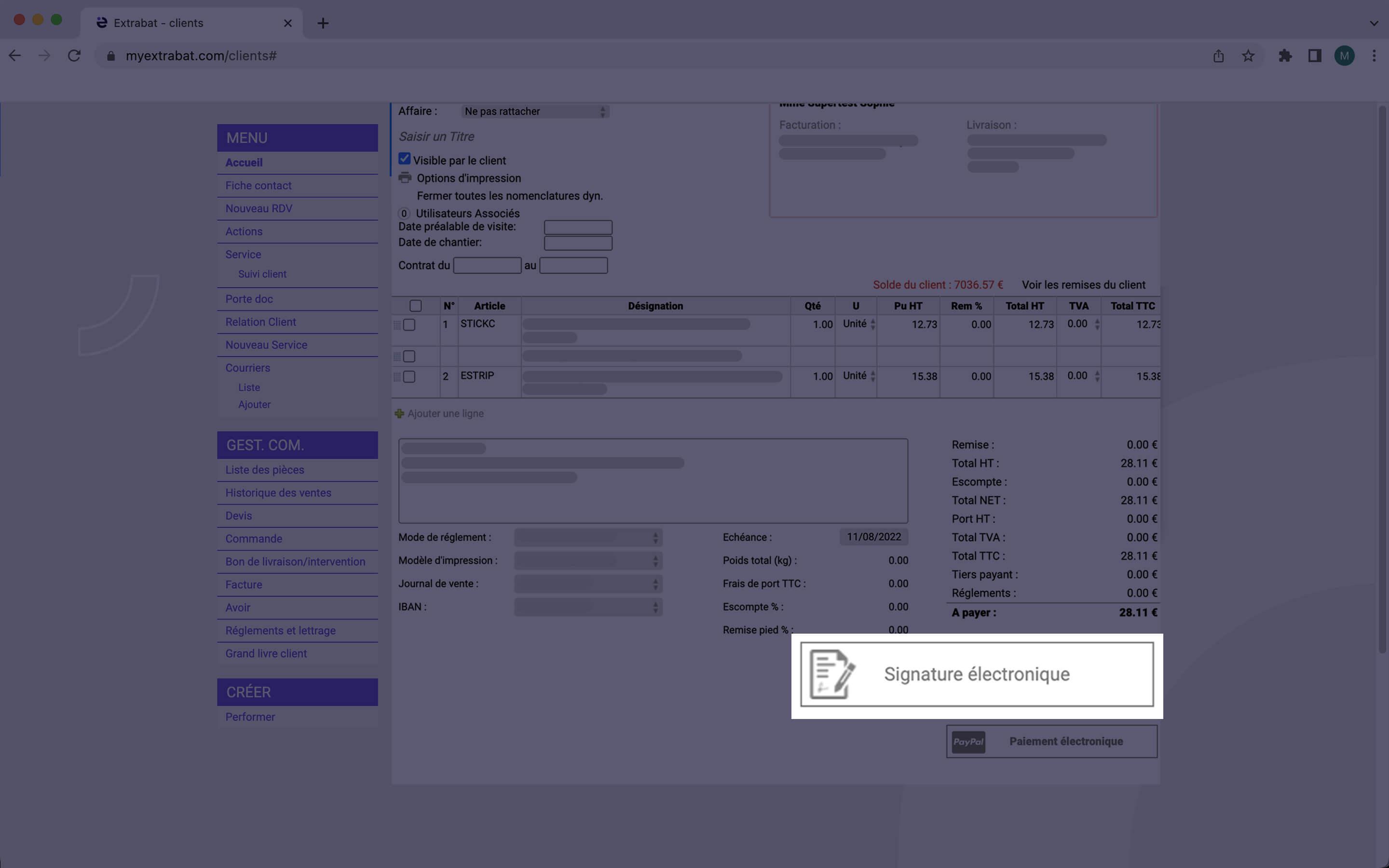 Extrabat - Accélérez les ventes avec la signature électronique des documents commerciaux
(devis, factures, bons de
commande).