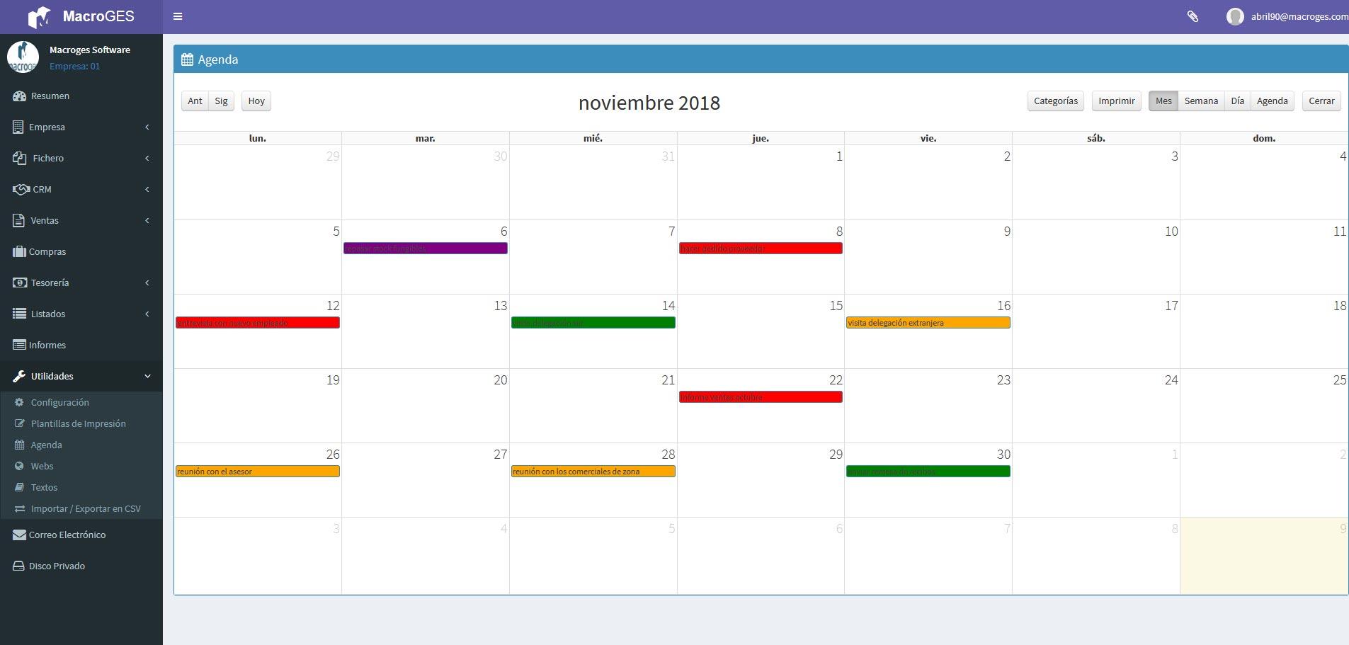 Macroges Facturas - Agenda