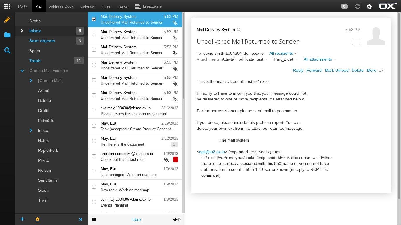 OX App Suite - OX App Suite: Sincronización de documentos, Contact Manager, Webmail (gestión del correo electrónico)