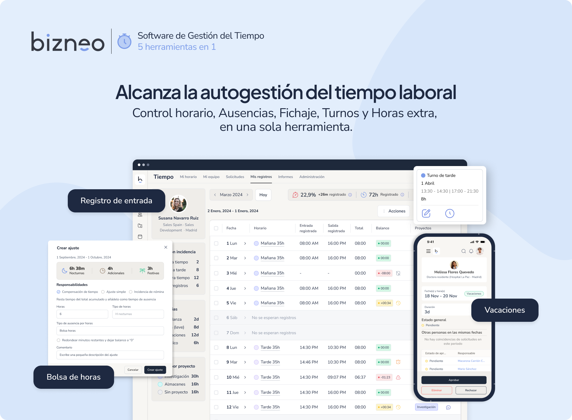 Bizneo Time Manager - Captura de pantalla 1