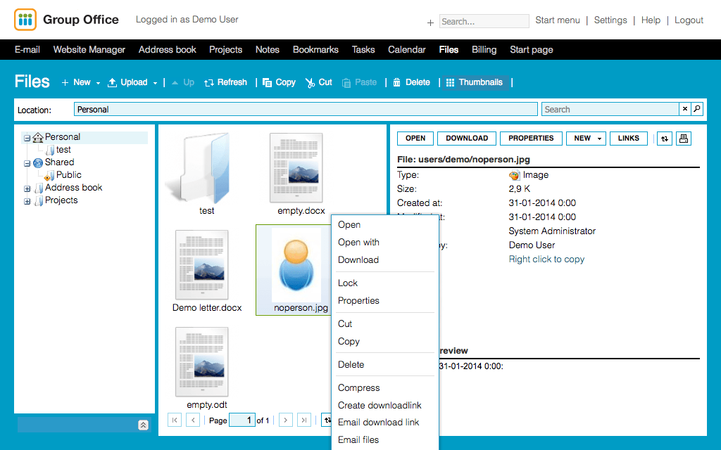 Group Office - Oficina del Grupo: Atención al cliente, Documento de la búsqueda, administrador de contactos