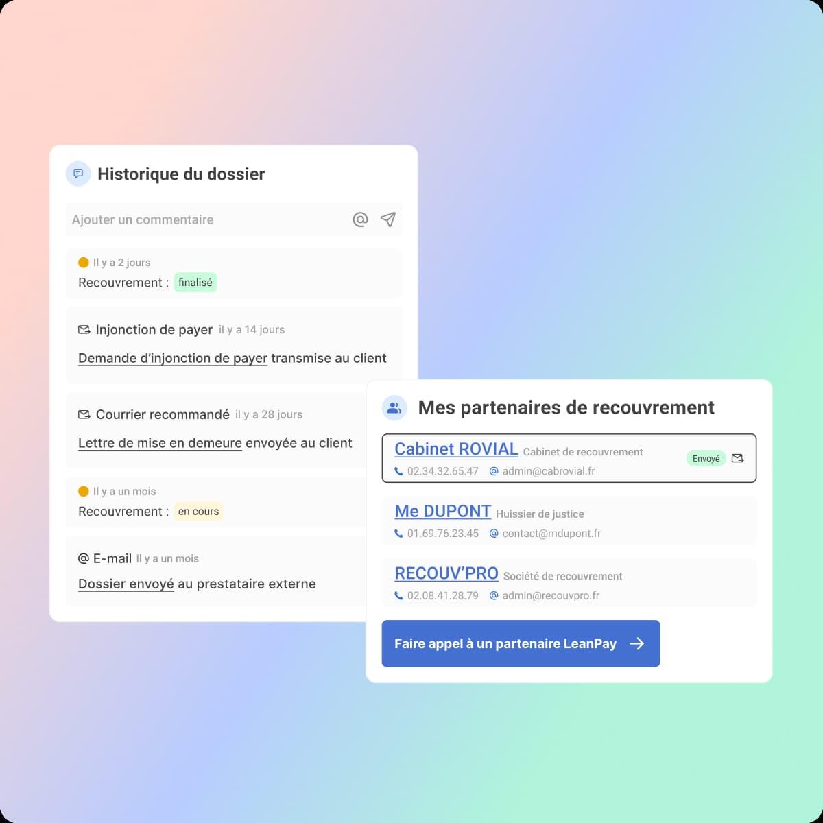 LeanPay - Contentieux : création d'un dossier pour envoi à son prestataire de recouvrement externalisé - LeanPay