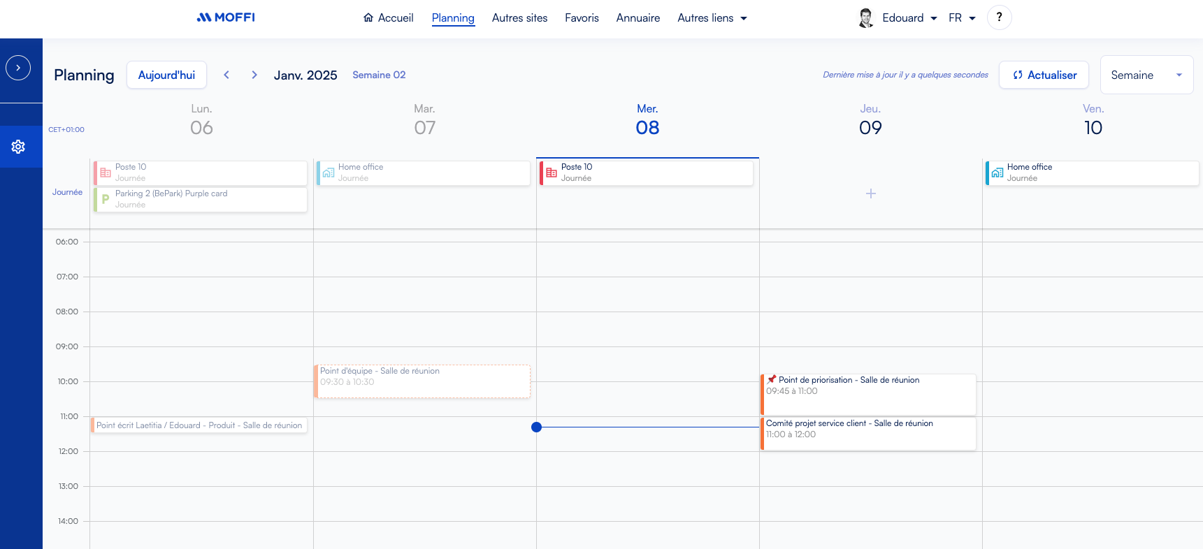 MOFFI - Planning de mes réunions et venues sur site