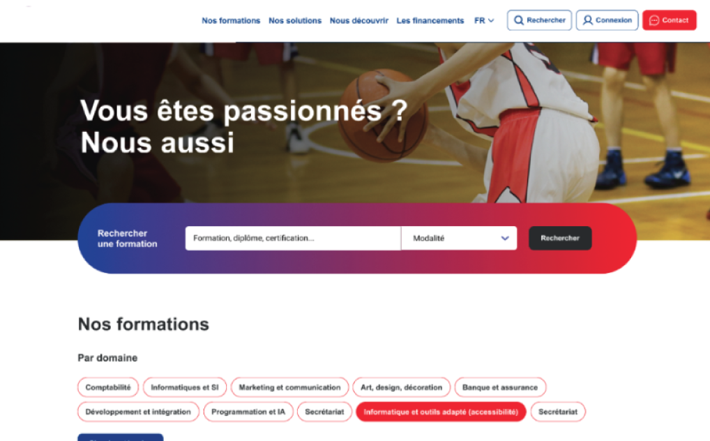 e-parcours - Exemple catalogue en ligne / site web client dans le domaine du sport