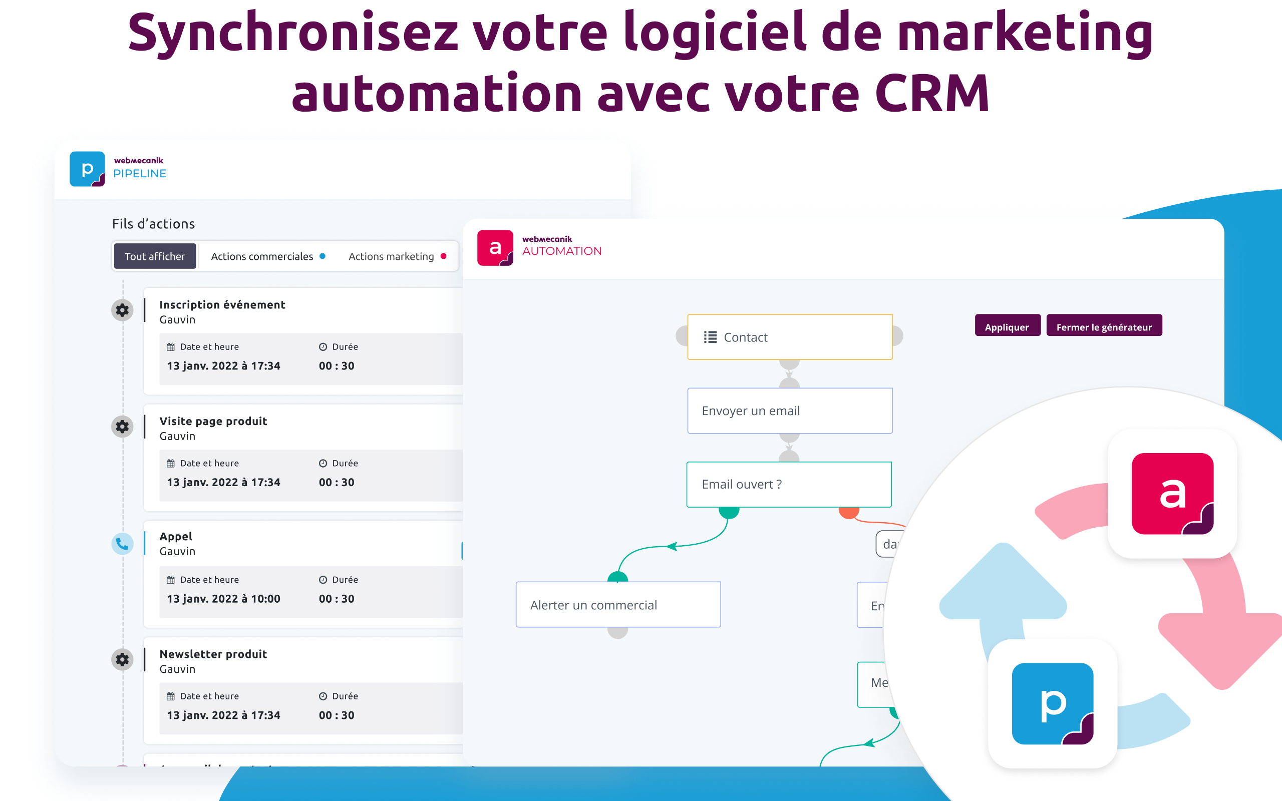 Webmecanik Pipeline - CRM - Synchronisez votre logiciel de marketing automation avec votre CRM