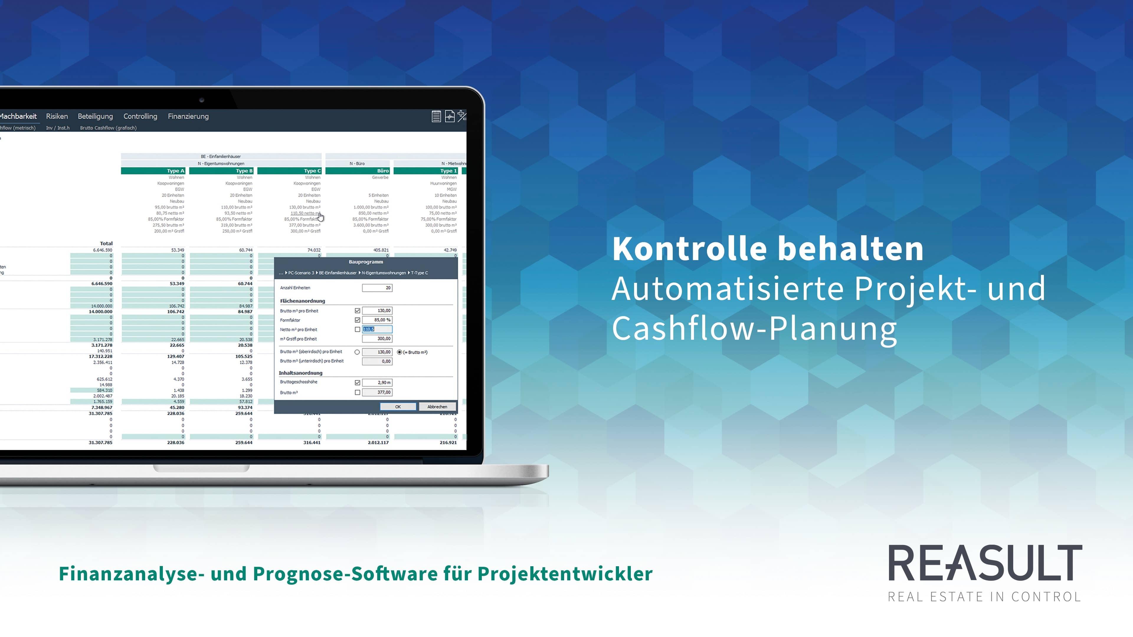 Reasult Projects - Kontrolle behalten: Minimieren Sie Risiken mit automatisierten Projekt- und Cashflow-Planungen.