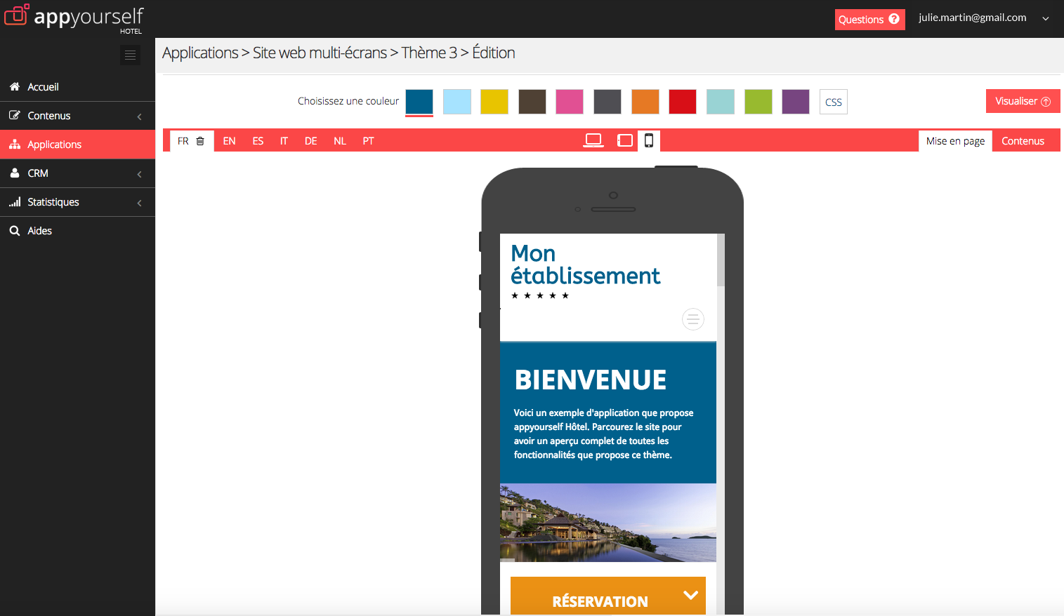 appyourself - appyourself: Menus et navigation, Support (téléphone, email, ticket), Gestion de contacts