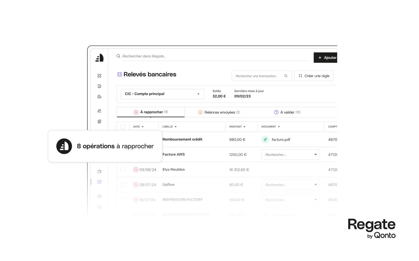 Regate by Qonto - Rapprochement Bancaire