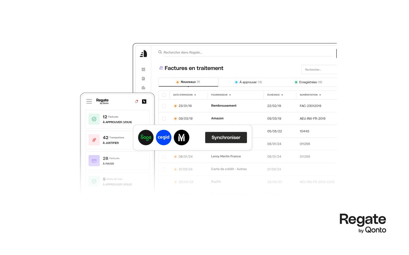 Regate by Qonto - Interface Regate by Qonto intégrée à votre logiciel comptable