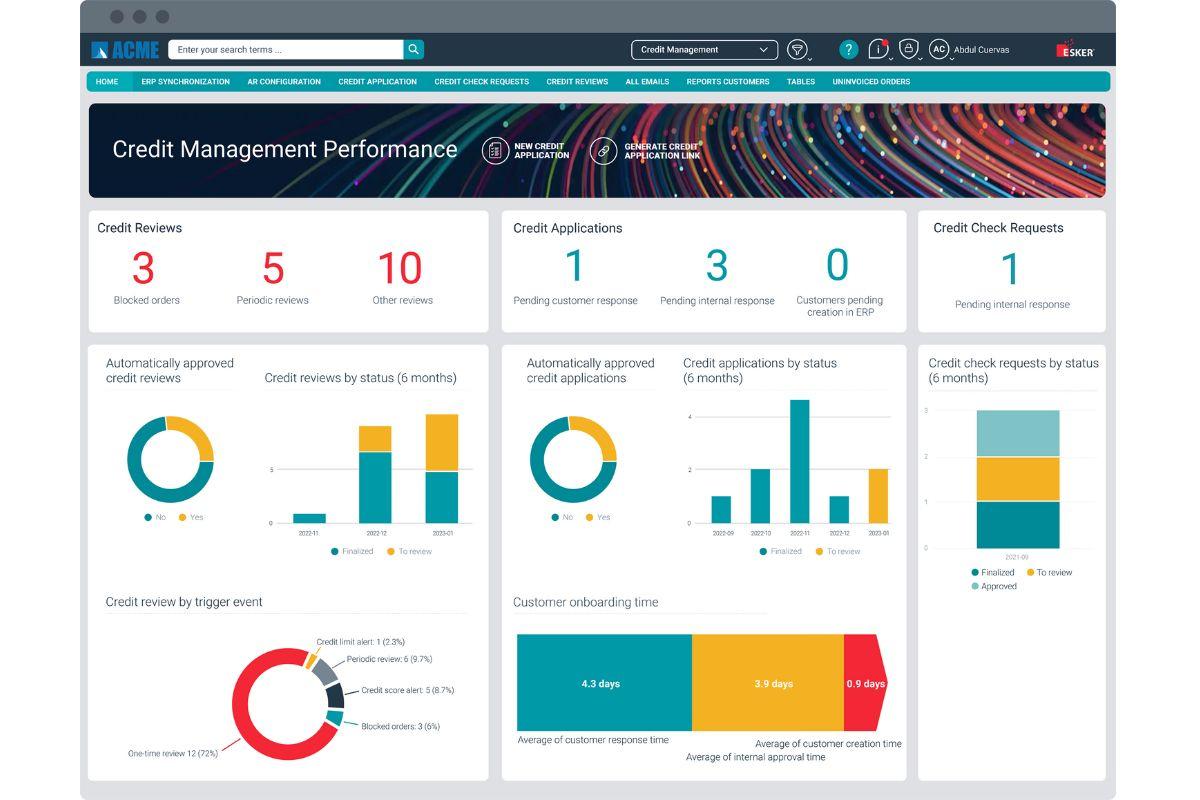 Esker | S2P & O2C - Tableau de bord de la solution Esker Credit Management