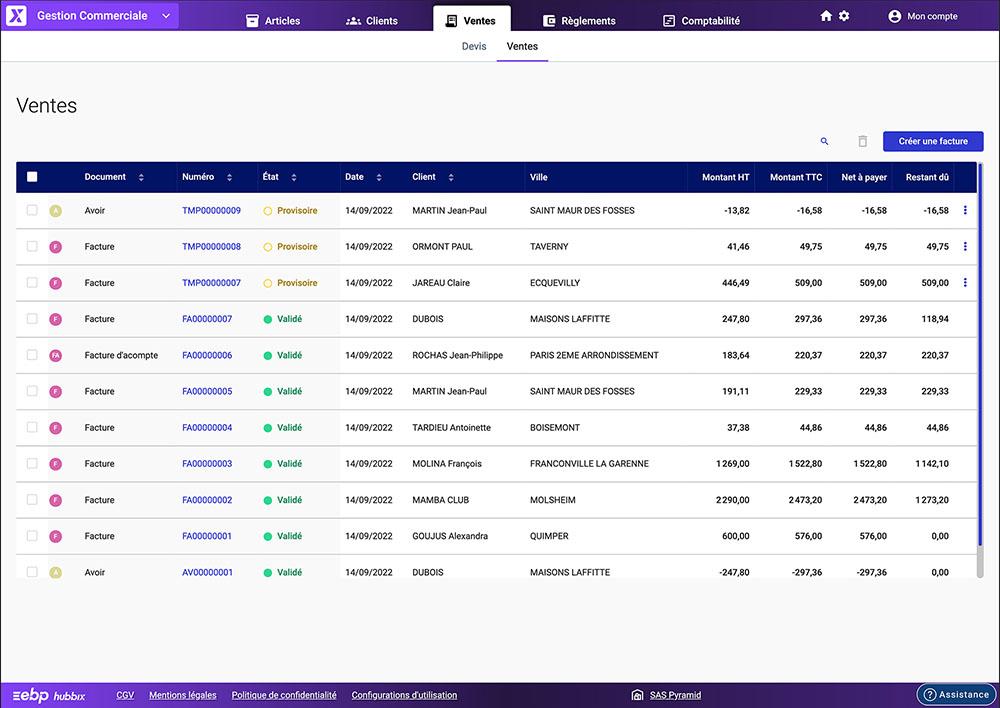 EBP Hubbix Gestion Commerciale - EBP Hubbix GC vente