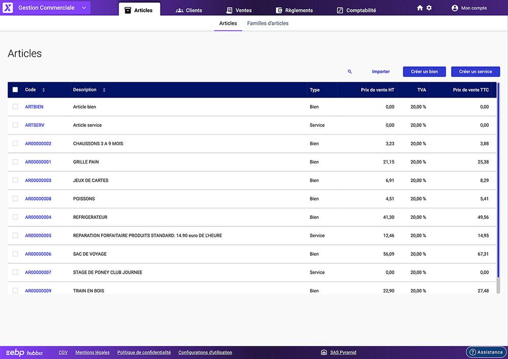 EBP Hubbix Gestion Commerciale - EBP Hubbix GC article