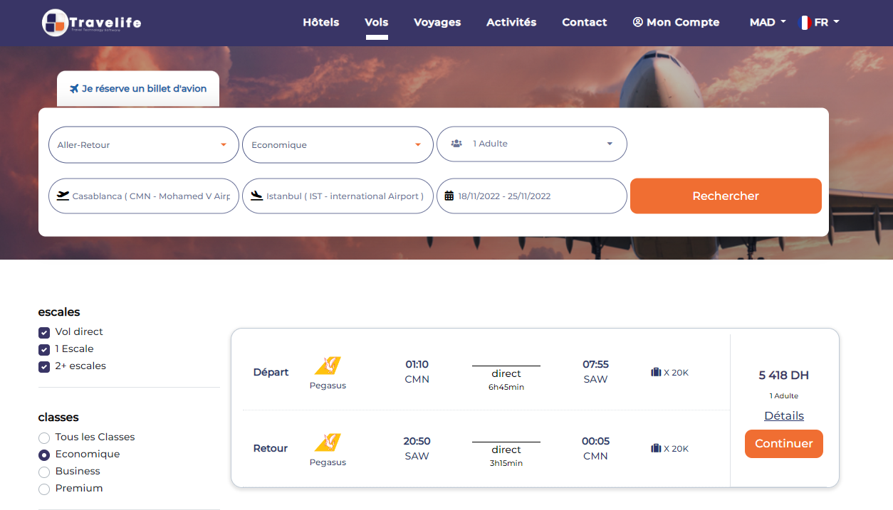 Travelife - Moteur de réservation B2C
