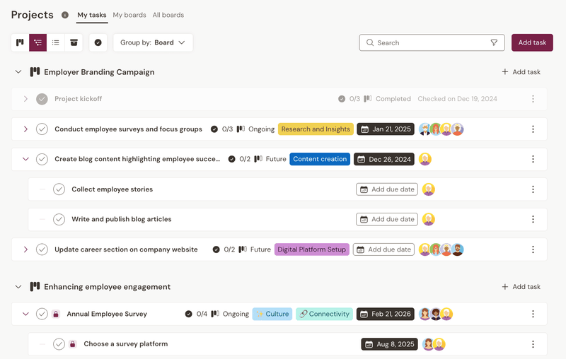 Talkspirit - Une diversité de vues pour mieux suivre vos projets stratégiques