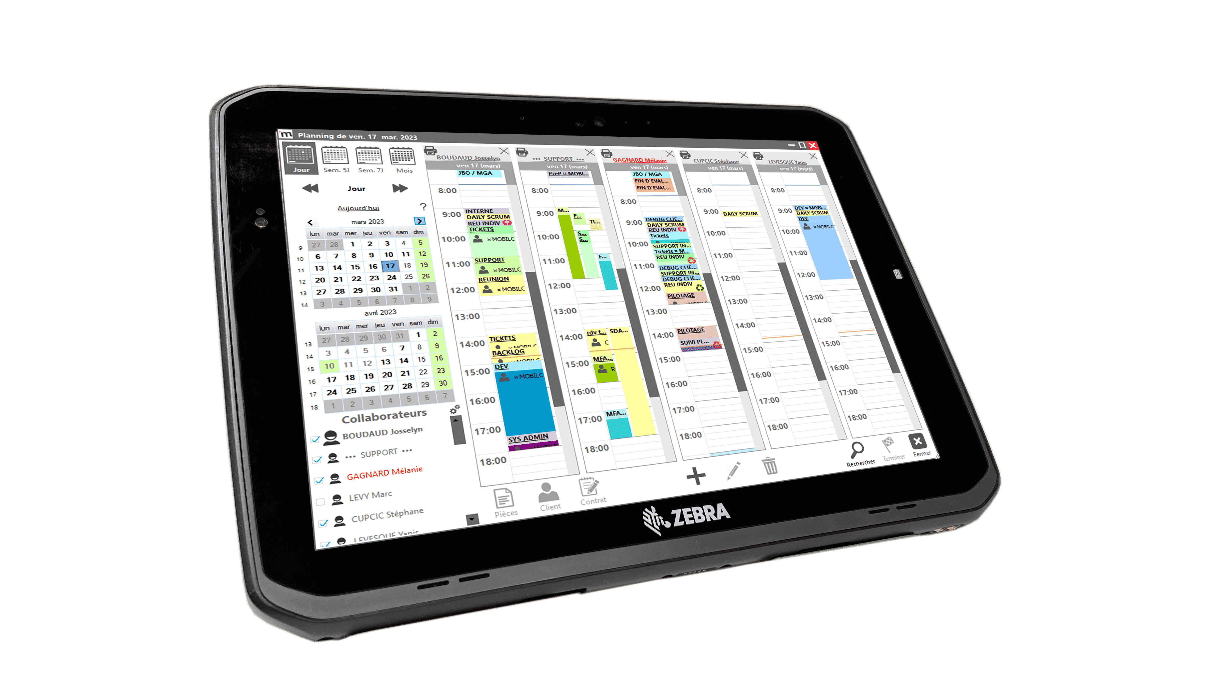 Mobil outils - Tablette durcie pour le terrain avec le module planning de Mobil outils.