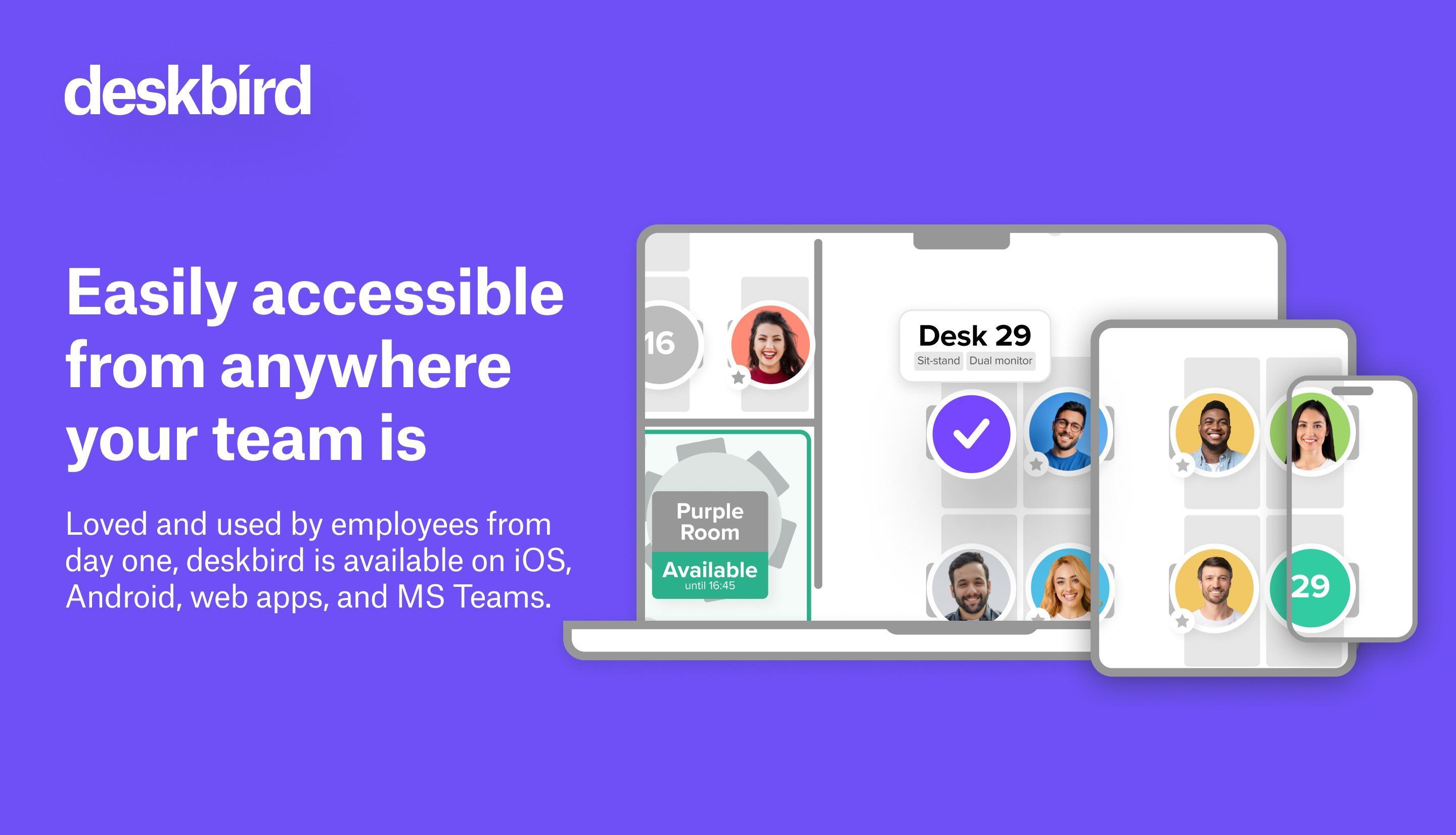 deskbird - Easy access via Teams, Slack, Webapp or Mobile apps