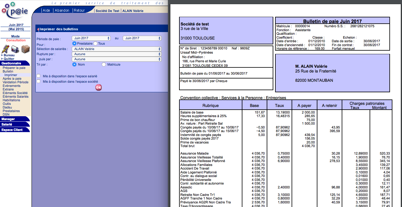 123Paie de Kelio - 123Paie: Drucken eines payslip