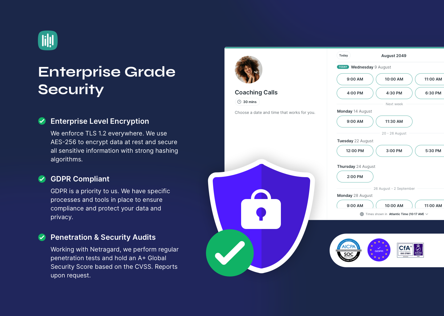 YouCanBookMe - Enterprise grade security