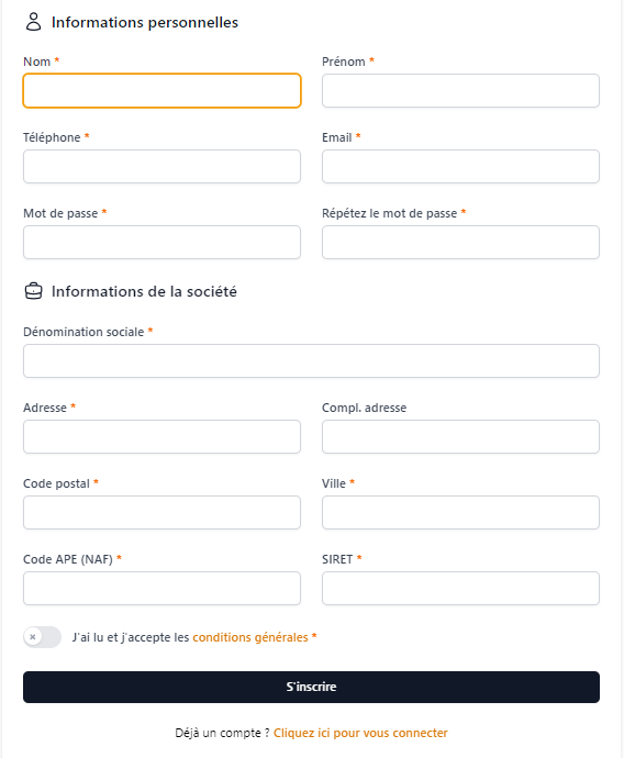 Agoraios Application - Inscription