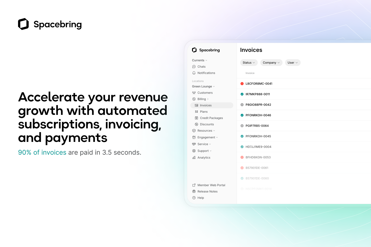 Spacebring - Accelerate your revenue growth with automated subscriptions, invoicing, and payments