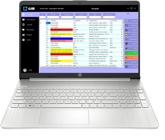 GSM - Logiciel de gestion de stock, interface principale