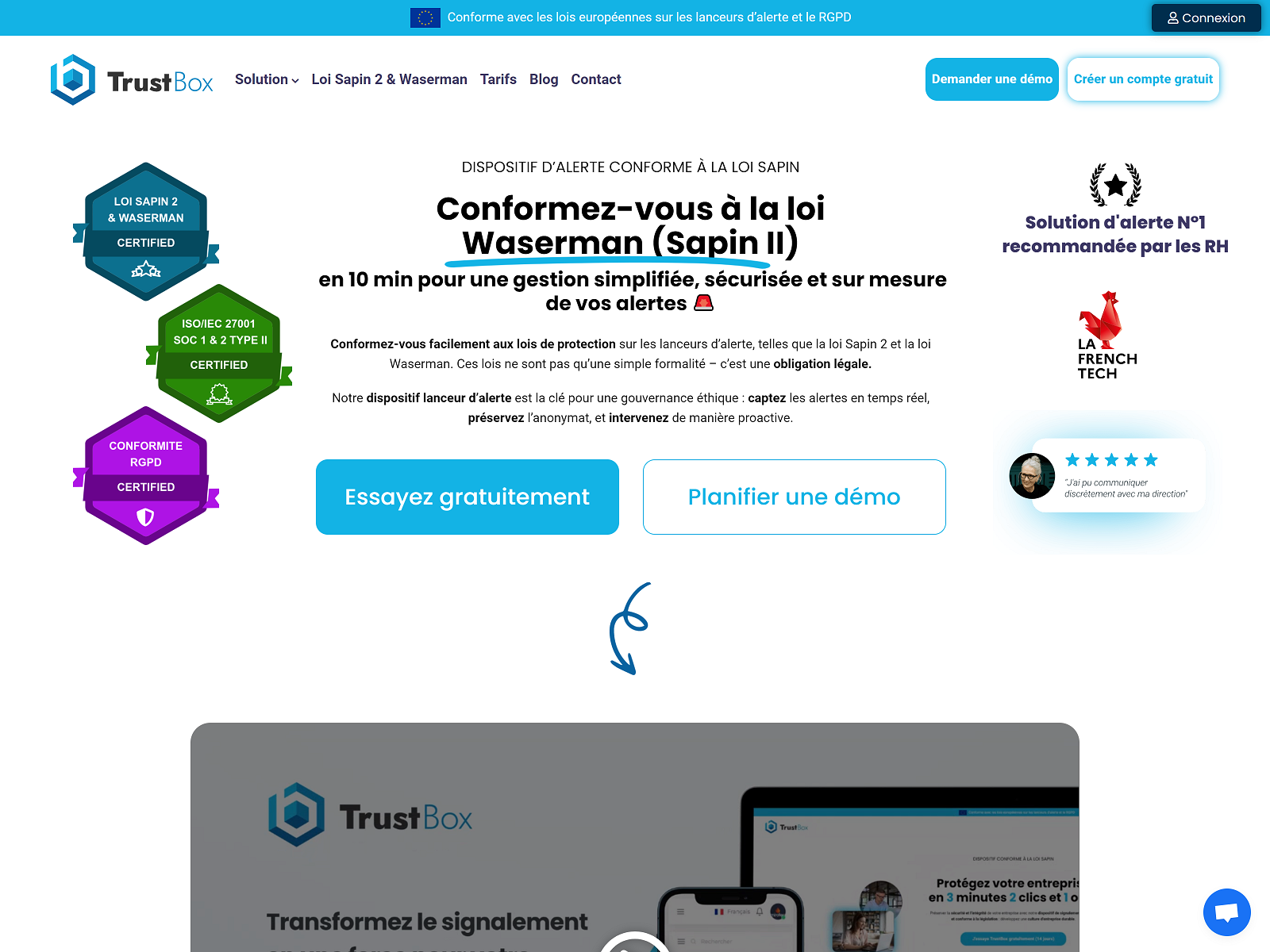 TrustBox - landing page of TrustBox